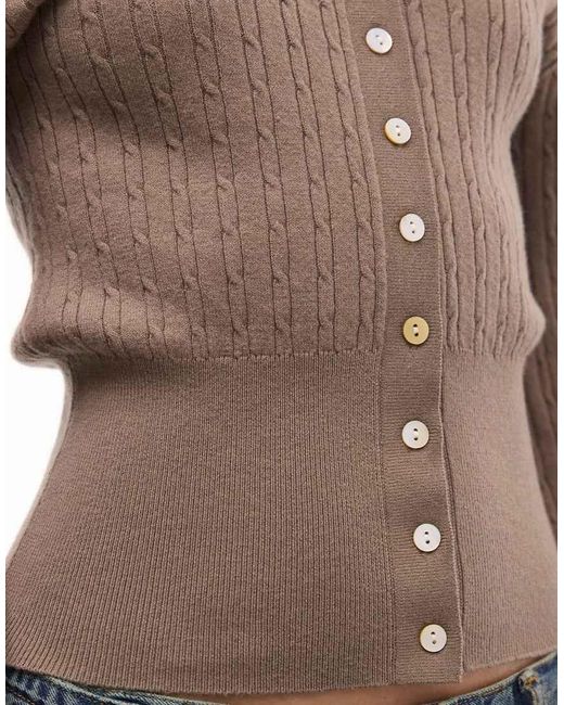 Monki Brown Lightweight Cinched Cardigan