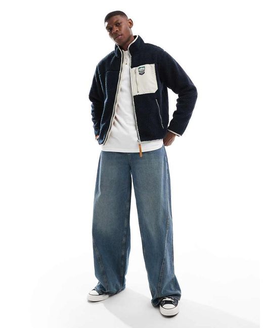 Superdry Blue Vintage Retro Full Zip Fleece for men