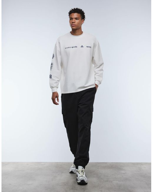 ASOS – langärmliges oversize-t-shirt aus schwerem stoff in White für Herren
