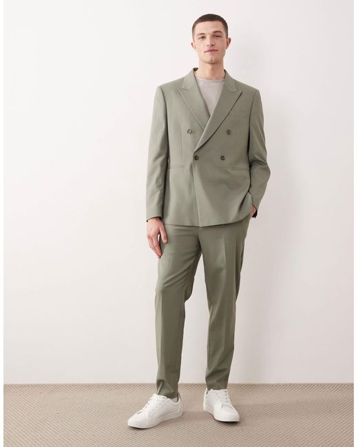 ASOS Green Double Breasted Regular Suit Jacket for men