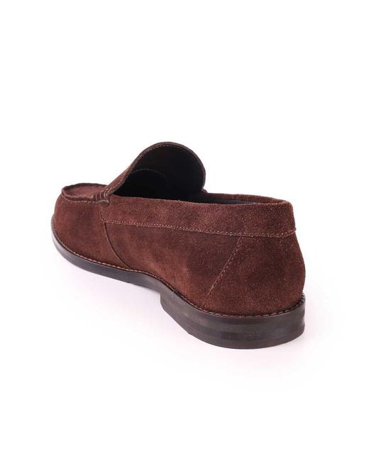 OFF THE HOOK Brown Ronan Suede Leather Penny Loafers for men