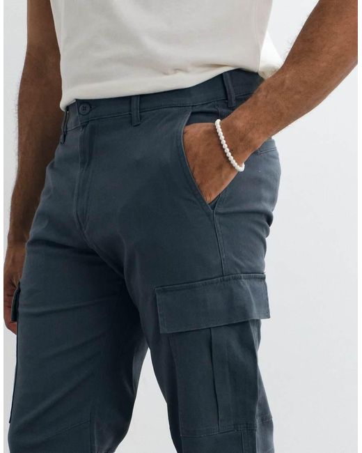 Jack & Jones Blue Straight Cargo Trousers for men
