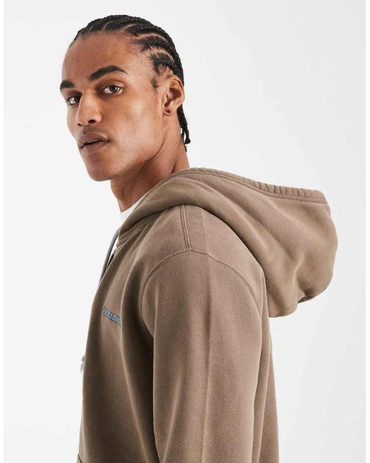 Hollister Black Zip Up Hoodie With Logo Detail for men