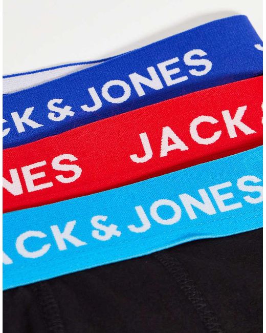 Pack De 5 Calzoncillos En Negro Y Azul Con Cinturilla En Contraste De Jack & Jones de hombre de color Blue