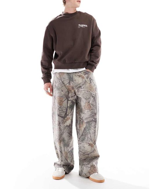 Hollister Gray Super Baggy Carpenter Jeans for men