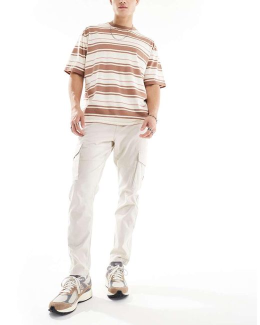 Only & Sons White Slim Fit Tapered Cargo for men