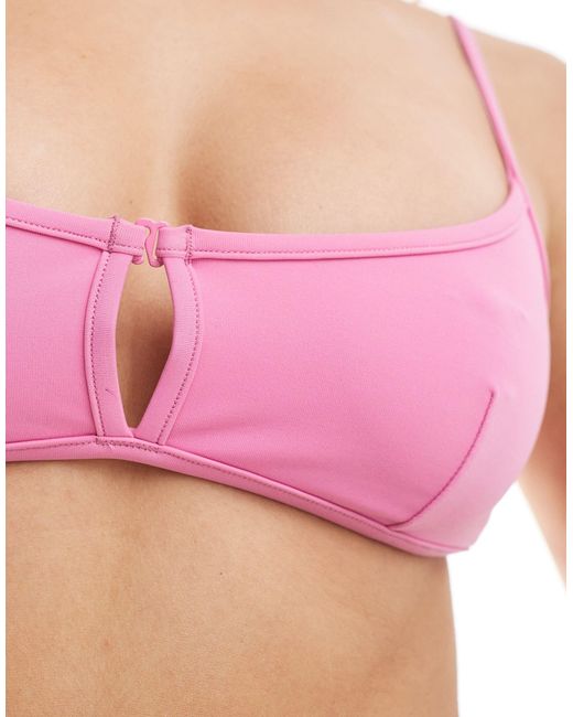 Weekday Pink Bay Scoop Neck Bikini Top With Keyhole Detail