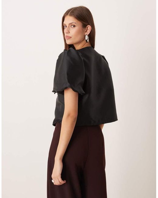 Vila Black Tie Front Volume Sleeve Blouse