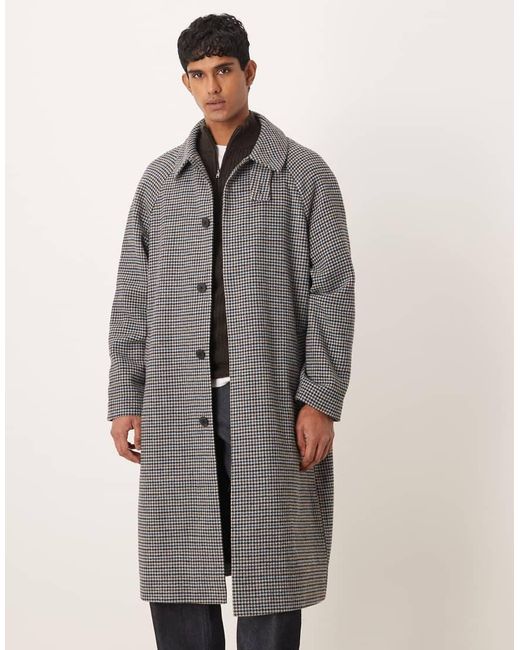 ASOS Wool Look Overcoat in Grey for Men | Lyst UK