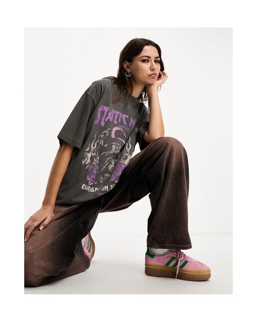 ASOS Black Boyfriend Fit T-shirt With Purple Rock Graphic