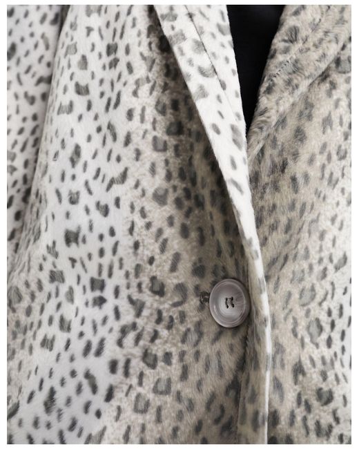 Helene Berman Multicolor – college-mantel aus kunstleder mit schneeleopard-muster