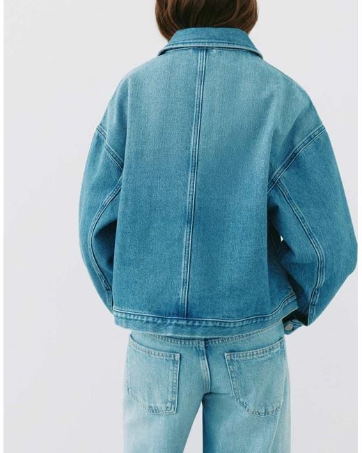 Pull&Bear Boxy Denim Overshirt in het Blue