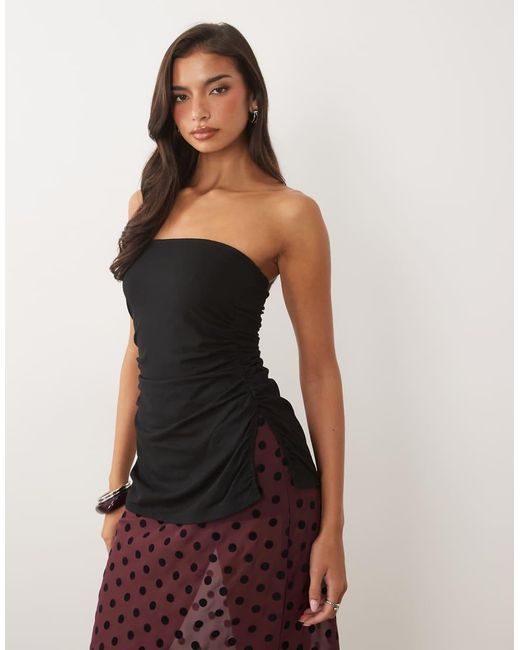 Oh Polly Red Modal Bandeau Long Line Split Hem Top