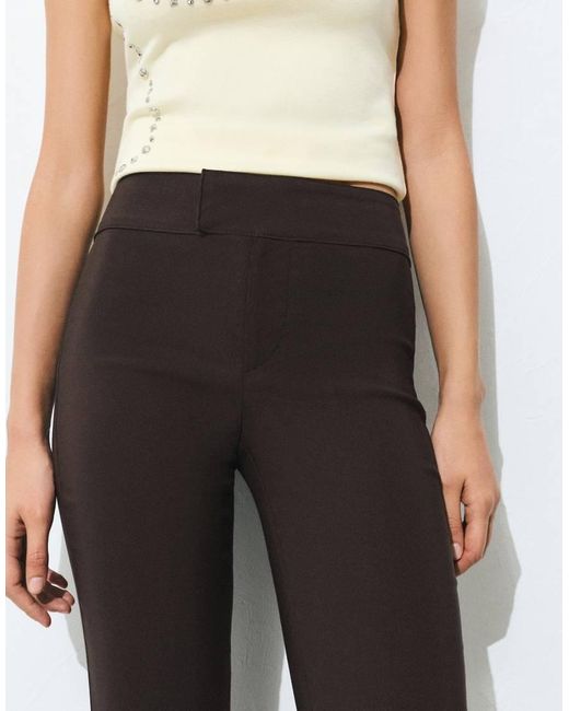 Pull&Bear Gray Mid-waist Flared Trousers