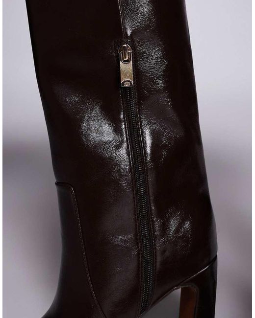 River Island Brown Chisel Toe High Leg Boots