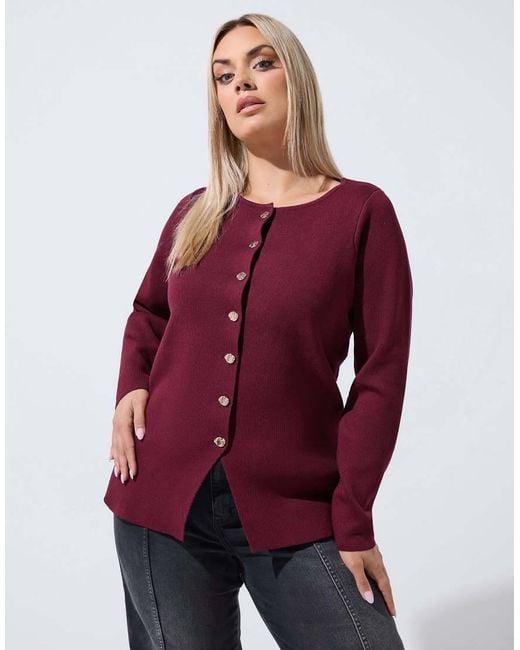 Yours Clothing Red Long Sleeve Knitted Top