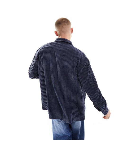 Reclaimed (vintage) Blue Long Sleeve Cord Shirt for men