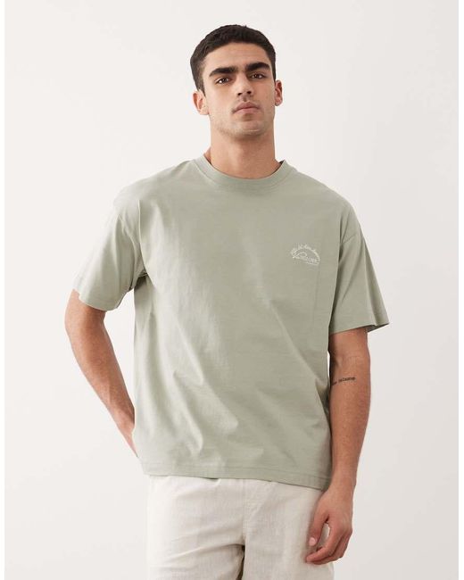 Jack & Jones Green Oversized T-shirt With Portofino Backprint for men