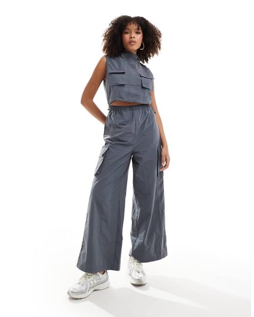 Pimkie Blue Sleeveless Cut Out Wide Leg Utility Jumpsuit