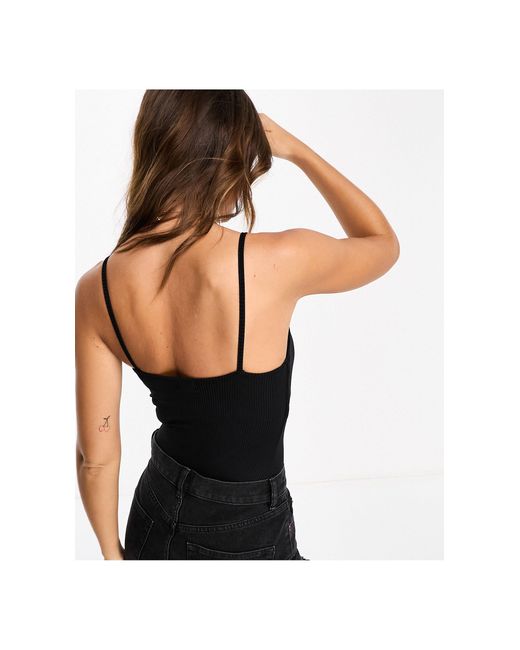 River Island Black Strappy Ruched Front Bodysuit