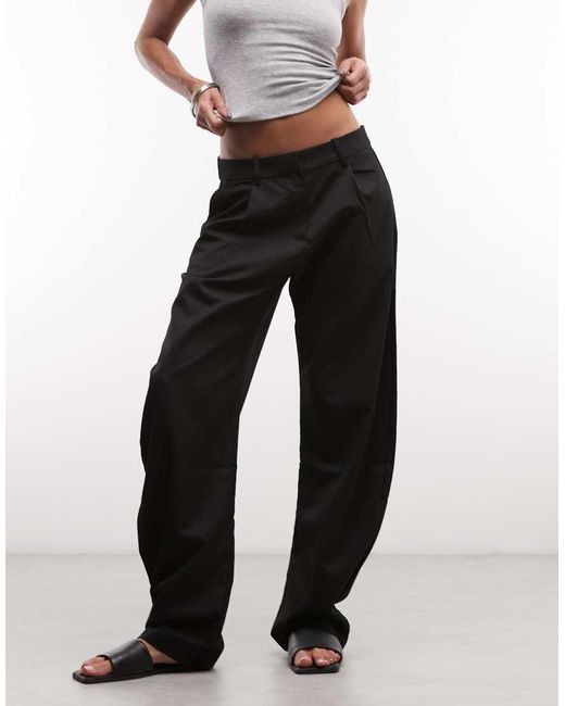 Monki Black Barrel Leg Tailored Trouser
