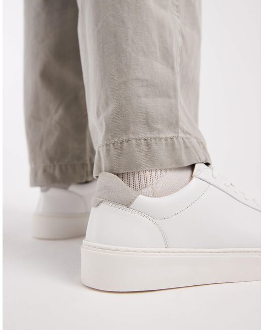 ASOS – schnürsneaker aus em leder mit fersen-detail in Gray für Herren