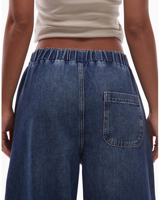 ASOS Blue Pull On Barrel Leg Jean