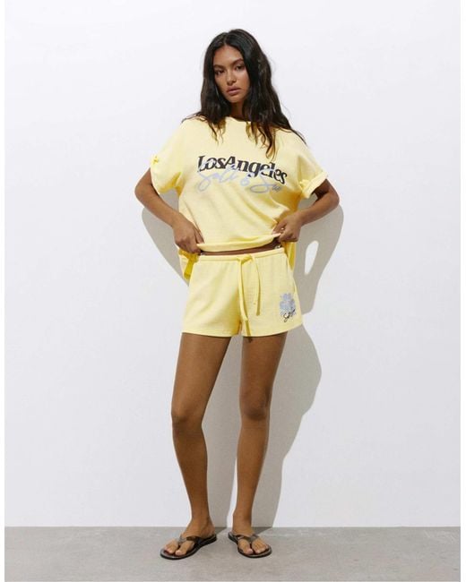 Short texturé à fleurs - clair Pull&Bear en coloris Metallic