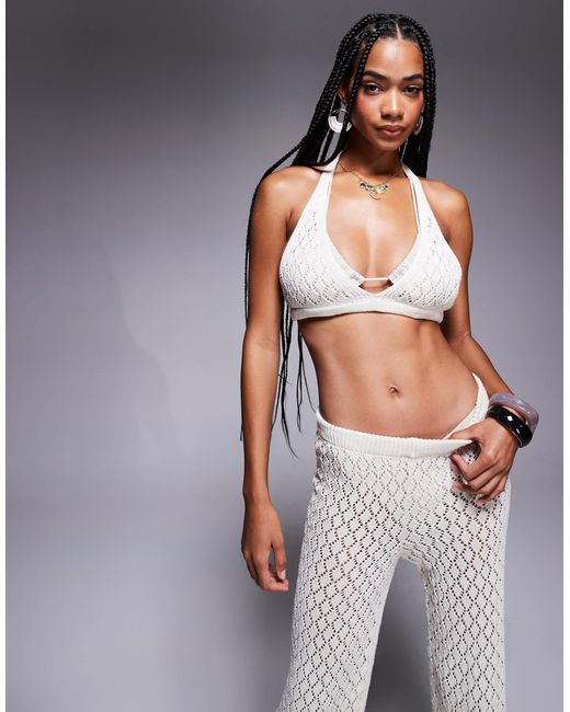 Missy Empire Gray Missy empire – hinten gebundenes, gestricktes strand-bustier