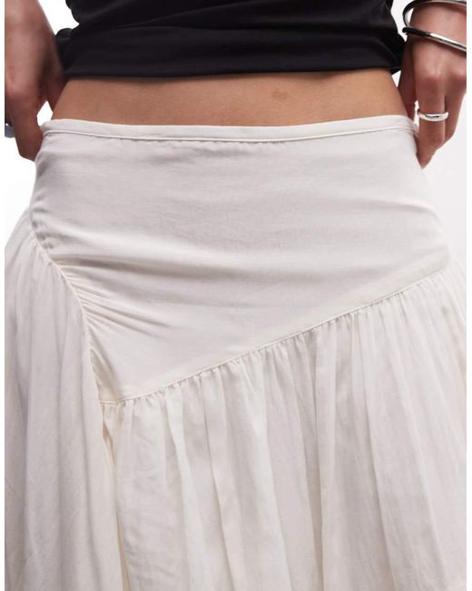Weekday White Pleated Asymmetric Cut Midi Skirt