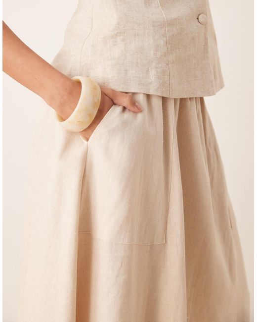Y.A.S Natural Linen Touch Full Midi Skirt