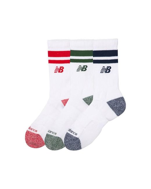 New Balance White Active Premium Stripe Crew Socks 3 Pack