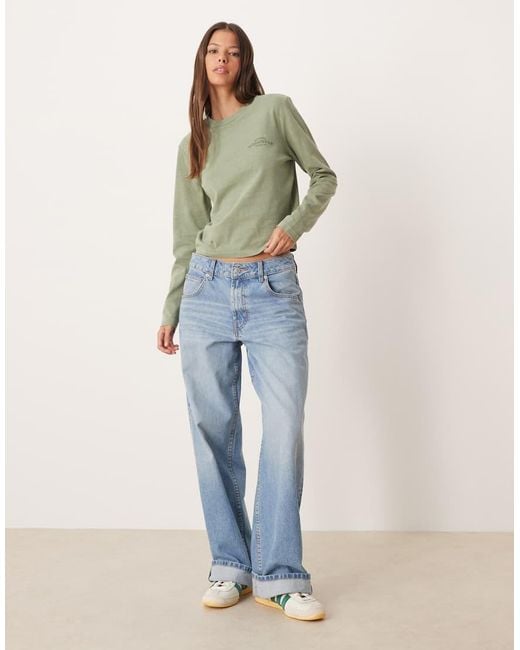 Dickies Green Christiana Long Sleeve Cropped T-shirt
