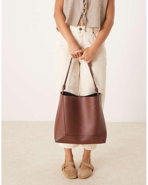 ASOS Tote Tas Met Panelen En Geknoopt Handvat in het Brown