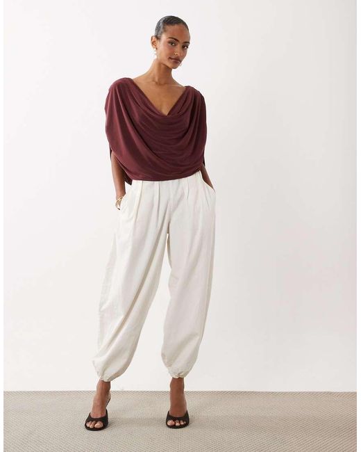 ASOS Red Draped Cowl Tie Back Top