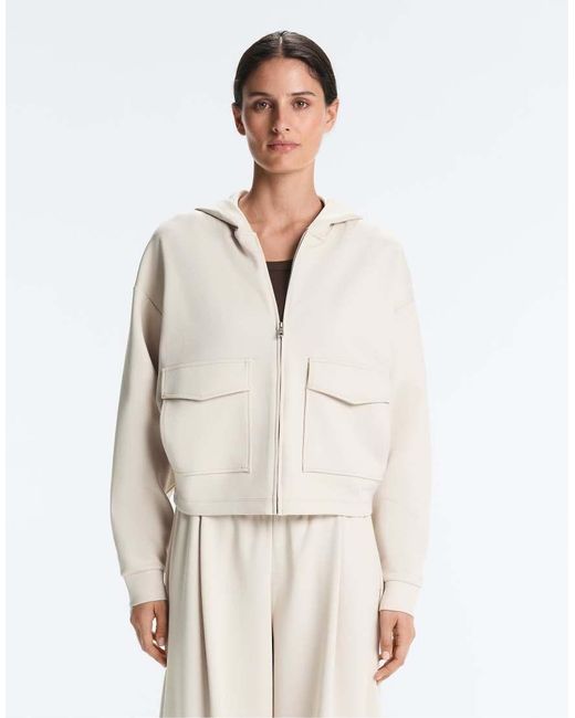 Oysho Natural Hooded Piqué Cotton Jacket
