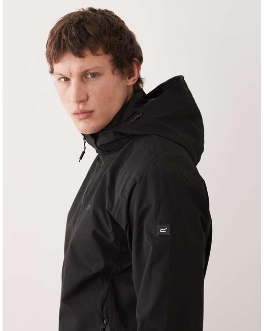 Regatta Black Waterproof Oakhowe Hooded Jacket for men