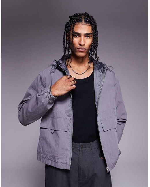 ASOS Windjack Met Capuchon in het Blue voor heren