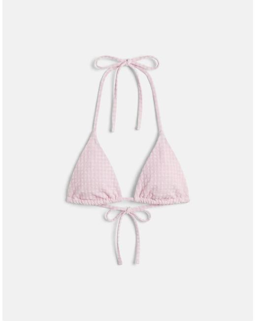 Pull&Bear Pink Gingham Bikini Top