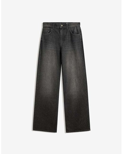 Bershka Black Straight Wide-Leg Jeans