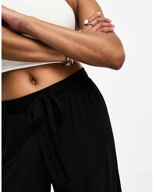 ASOS White Asos Design Petite Tie Belt Wide Leg Trouser Culottes