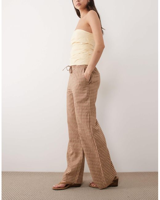 Threadbare Natural Gingham Pull On Pants
