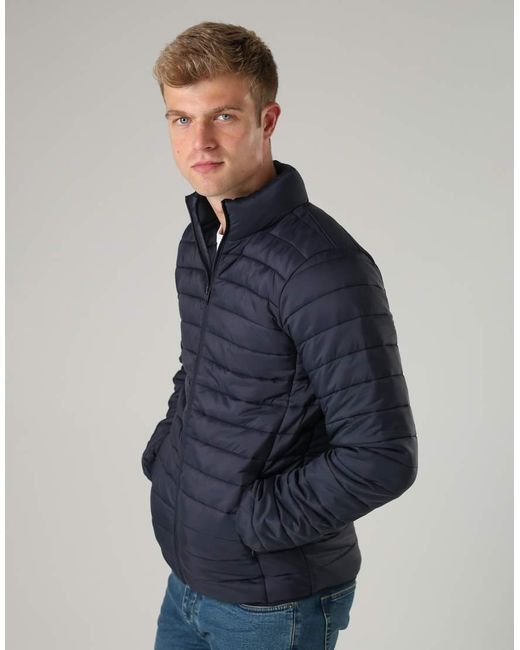 French Connection Blue Superlight Funnel Neck Puffer Jacket for men
