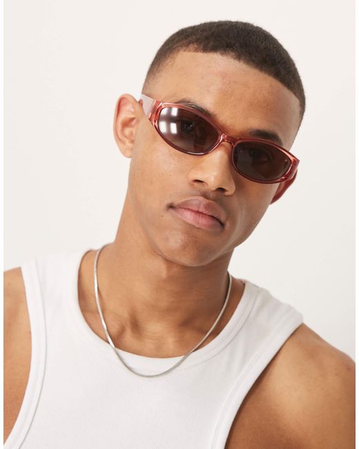 ASOS – festival-racer-sonnenbrille mit gestell in White für Herren