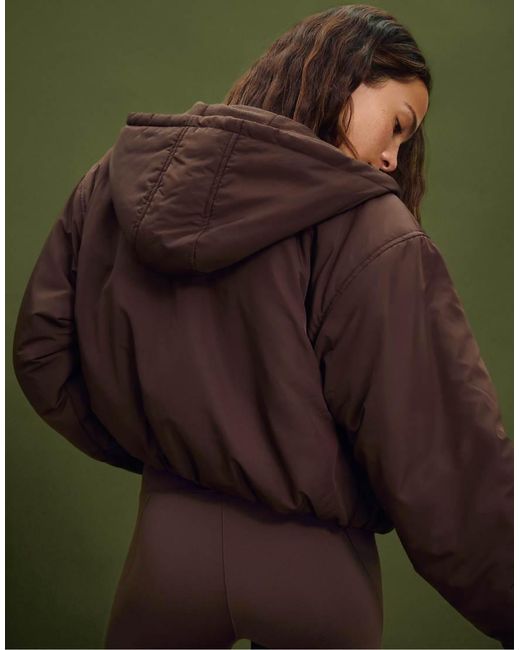 Stradivarius Green Puffer Jacket With Puff Sleeves