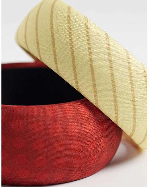Reclaimed Vintage Multicolor Fabric Stripe And Polka Dot Bangle 2 Pack