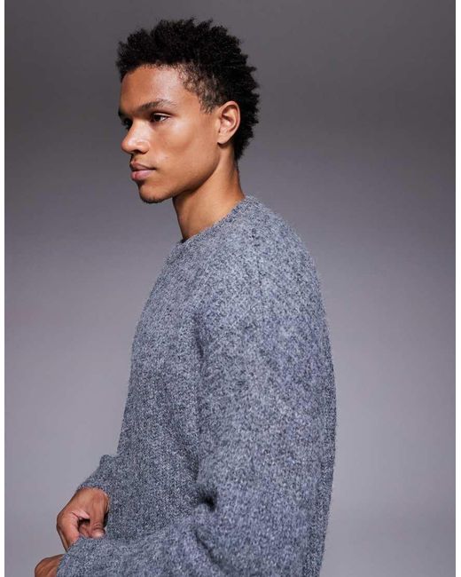 ASOS Gray Relaxed Knitted Crew Neck Jumper for men