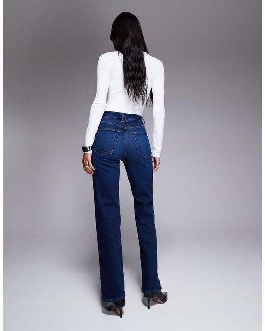 GOOD AMERICAN Blue Soft Tech Good True Straight Jeans