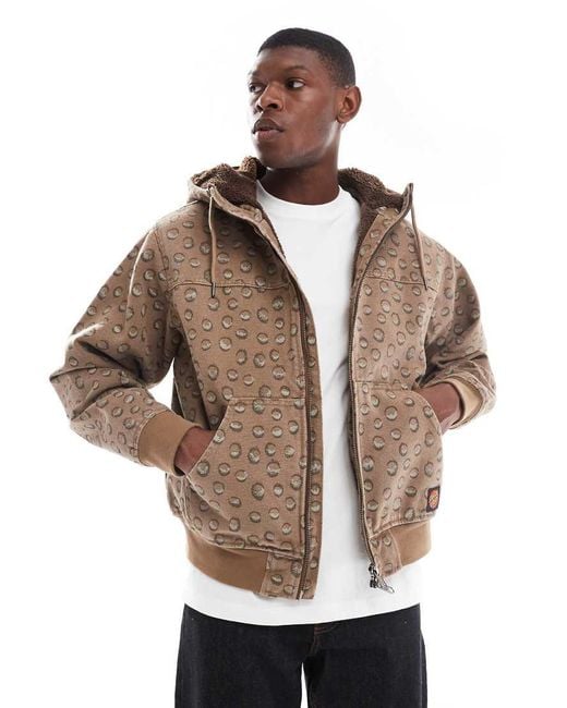 Santa Cruz Natural Regular Fit Two Way Zip Hooded Jacket With Sherpa Lining for men