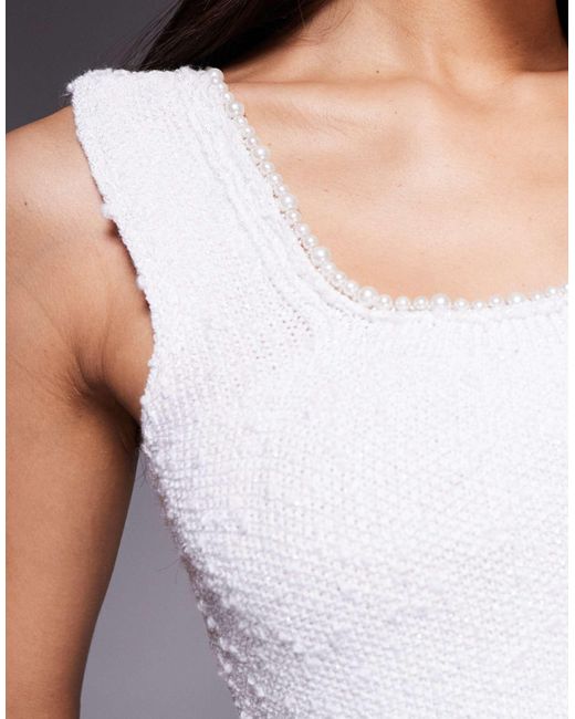 River Island White – trägertop aus bouclé